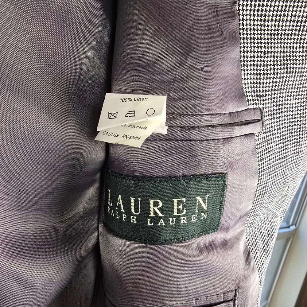 Lauren‎ Ralph Lauren Men's 100% Linen Houndstooth Blazer - Size 38R
